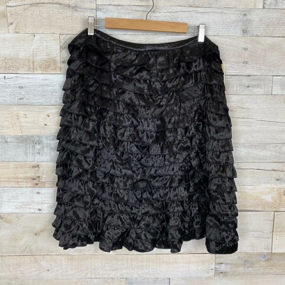 Michael Kors A Line Skirt Black Tiered Ruffle 14